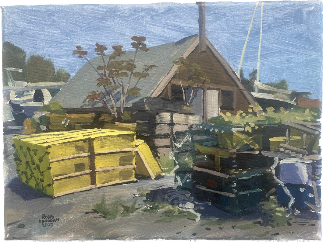 Fish Shack with Lobster Traps—Plein Air Oil Painting